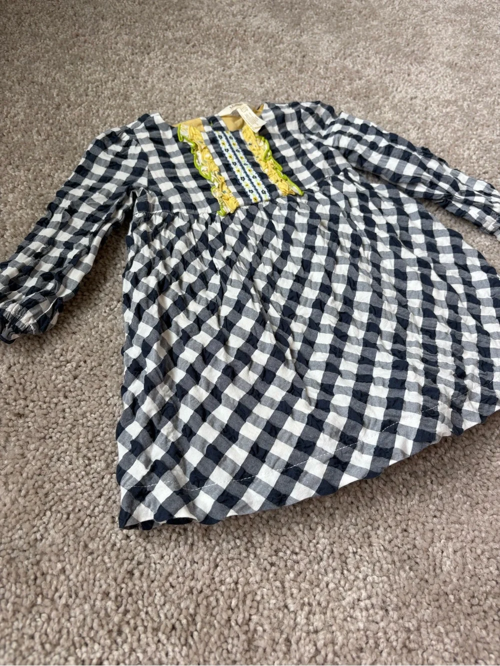 Matilda Jane Blue and White Gingham Dress with Yellow Trim